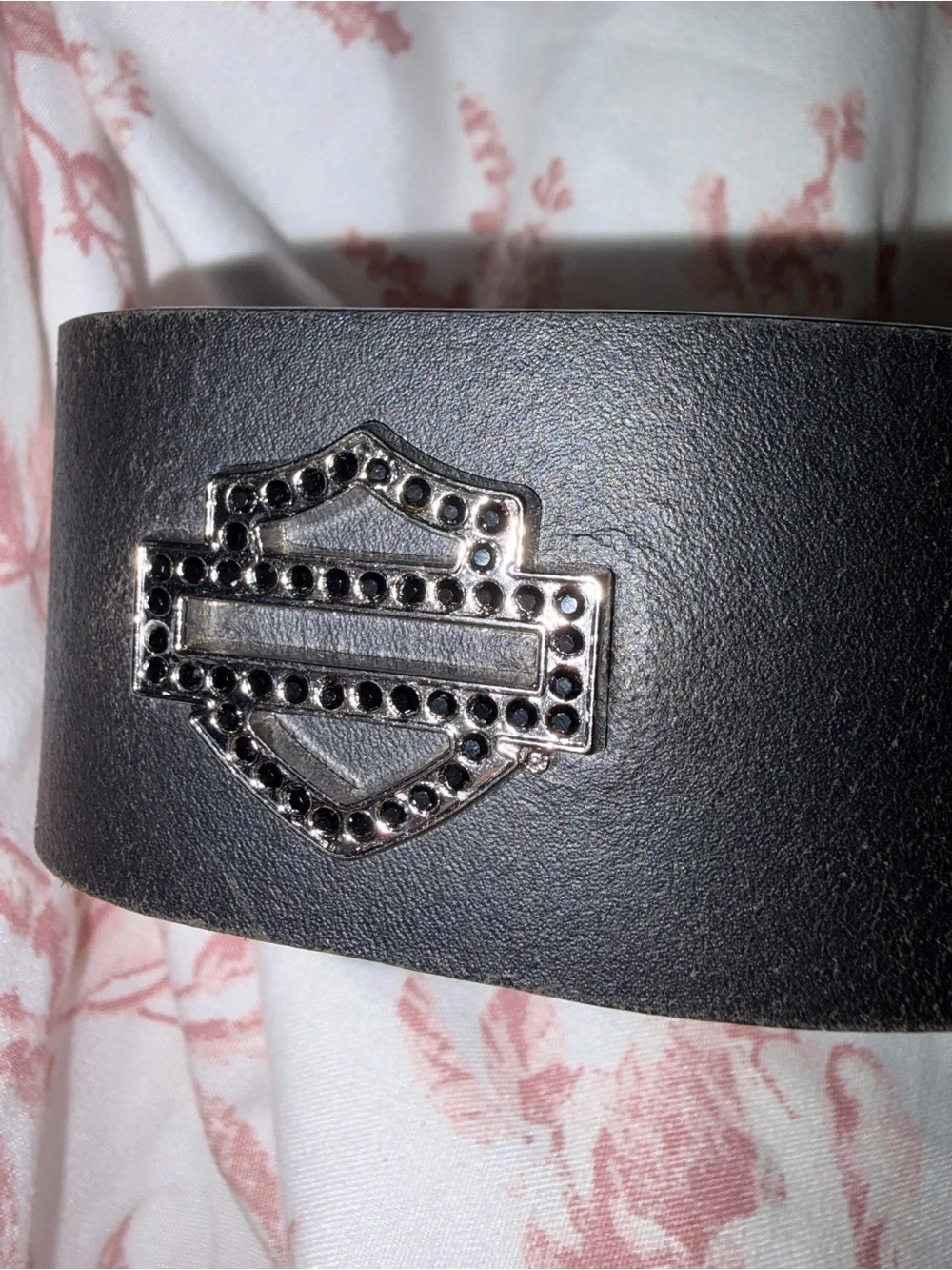 Harley-Davidson Black Leather Belt with Logo Shields